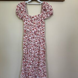 Francesca's Red and White Floral Midi Dress